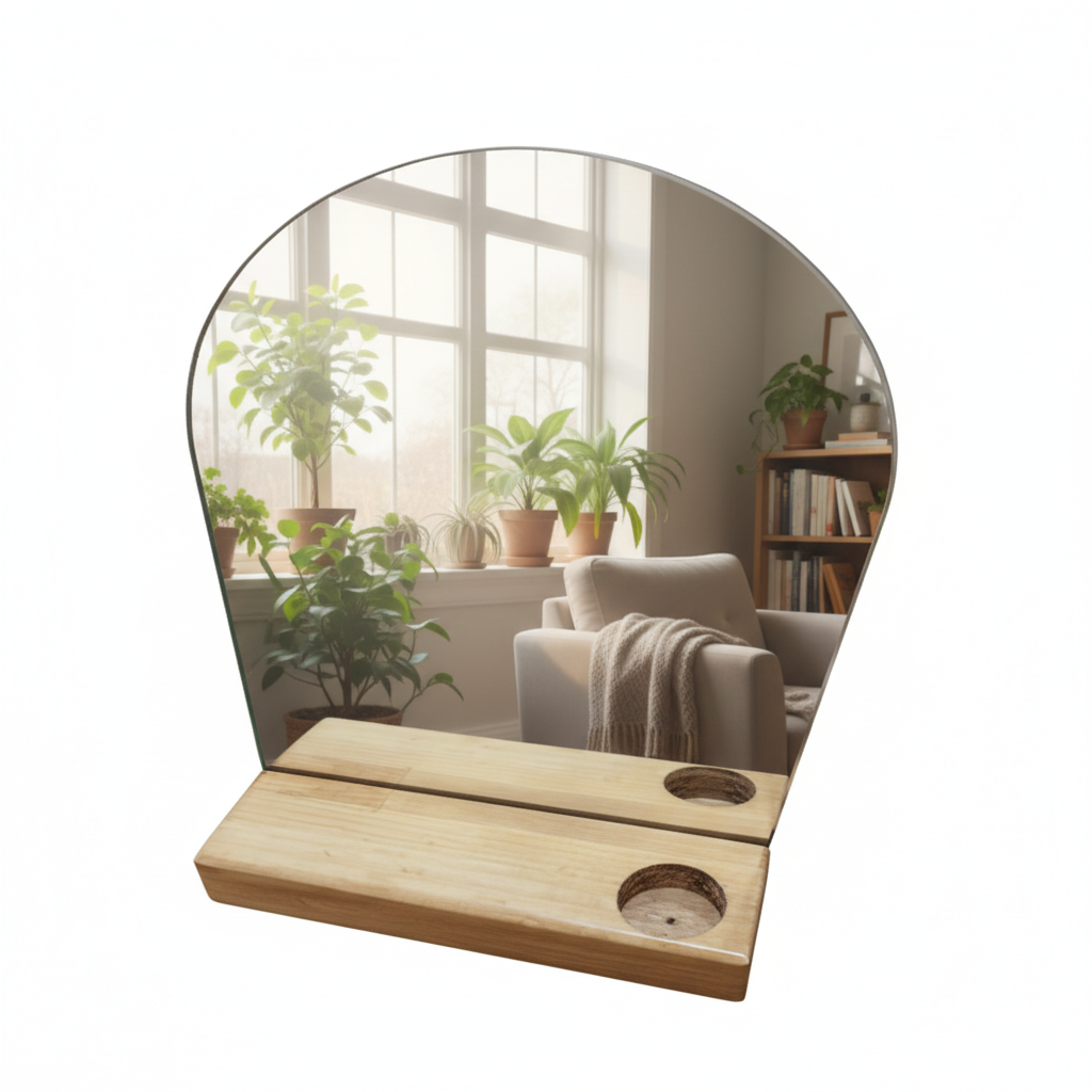 Aynalı mumluk - arka görünüm beyaz arka plan