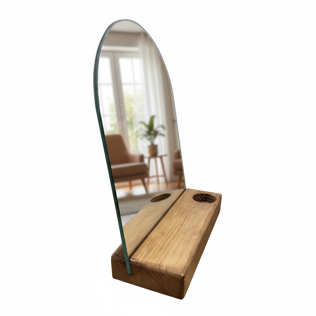 Aynalı mumluk - beyaz arka plan ve yansıma