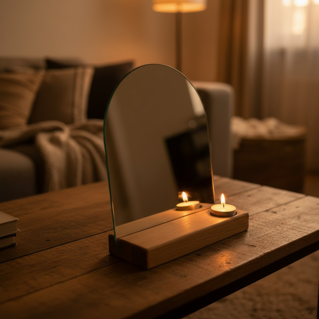 Aynalı mumluk - oturma odası kare