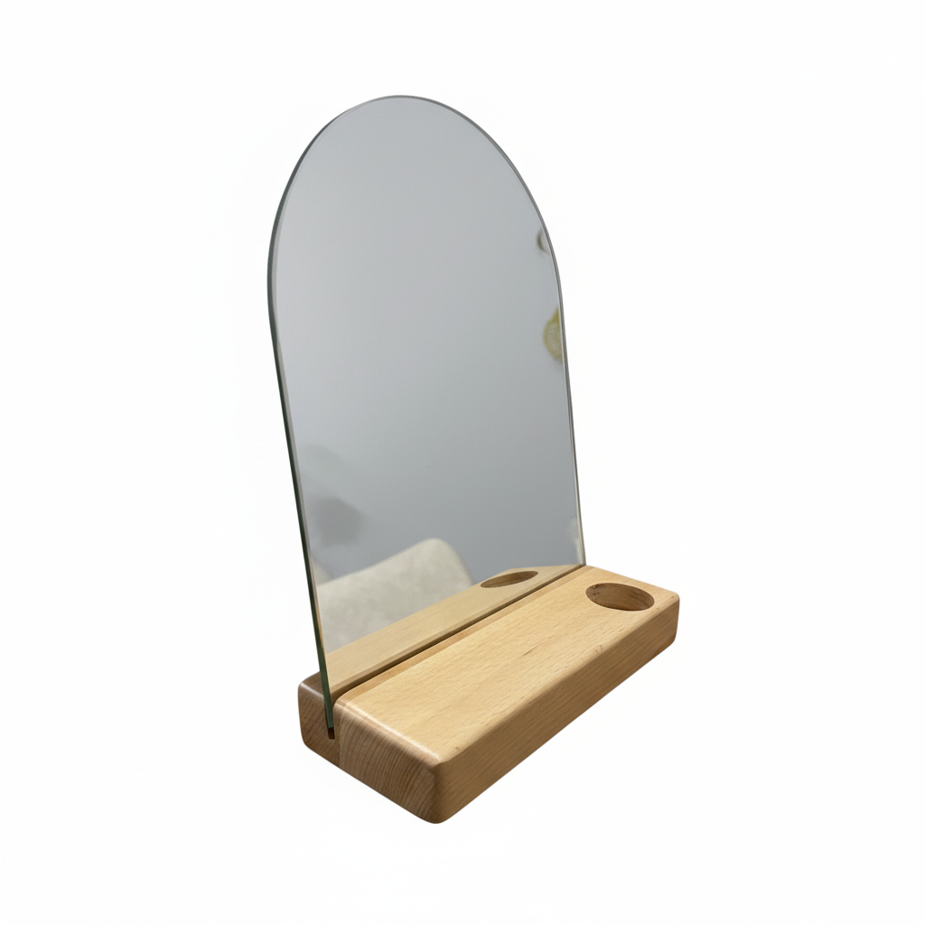 Aynalı mumluk - yan açı beyaz arka plan